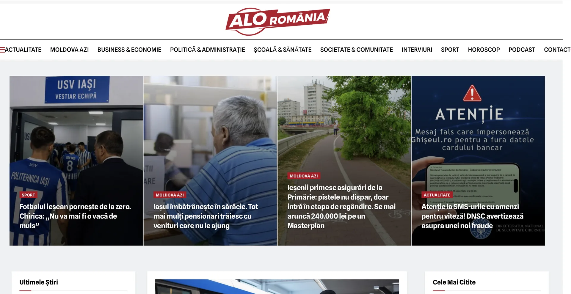 ALO România website on desktop