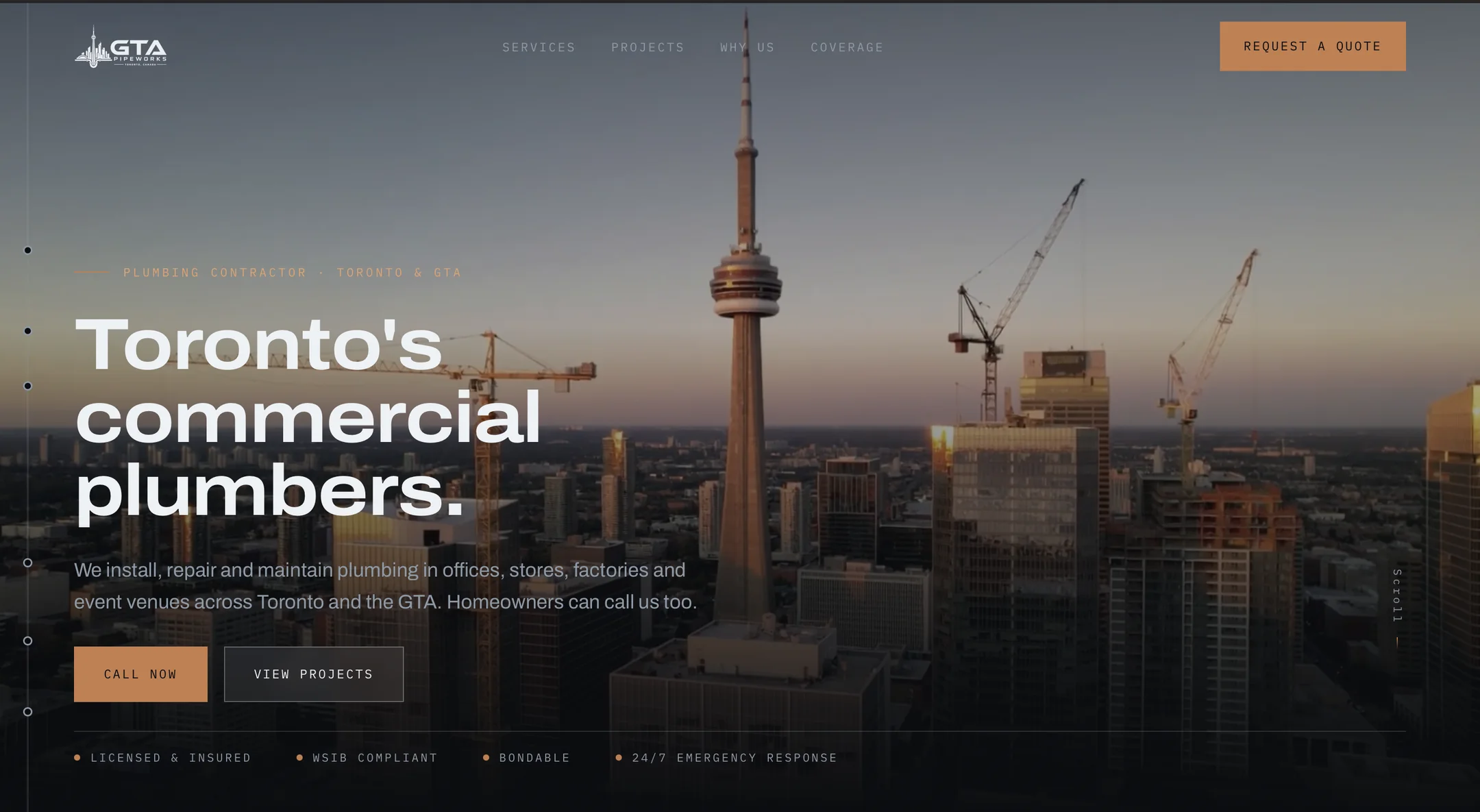 GTA Pipeworks website on desktop