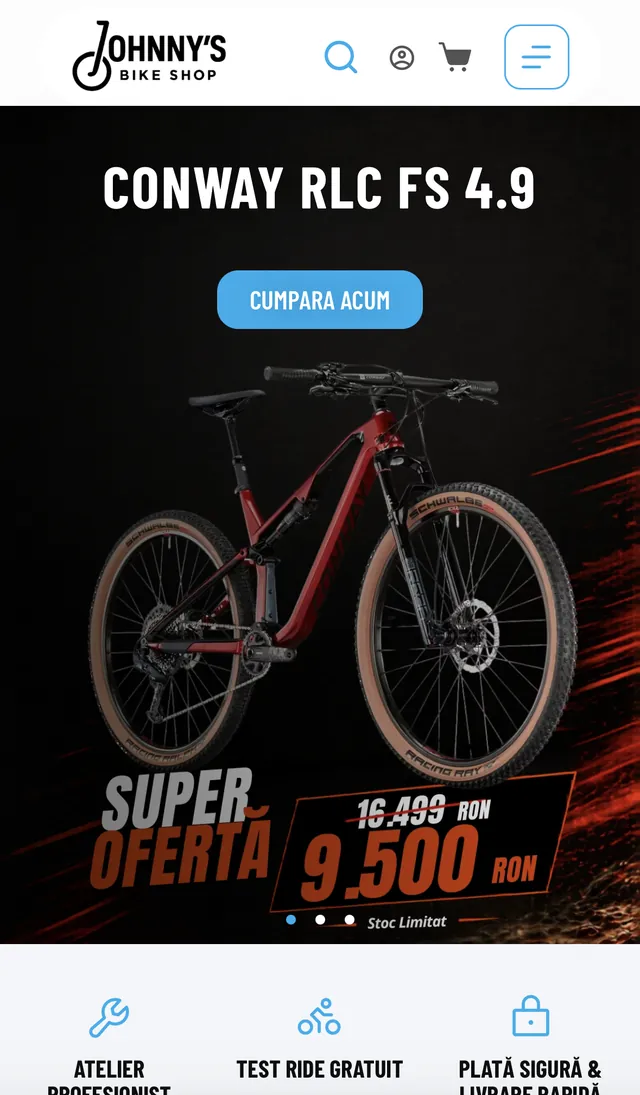 Johnny's Bike Shop mobile experience