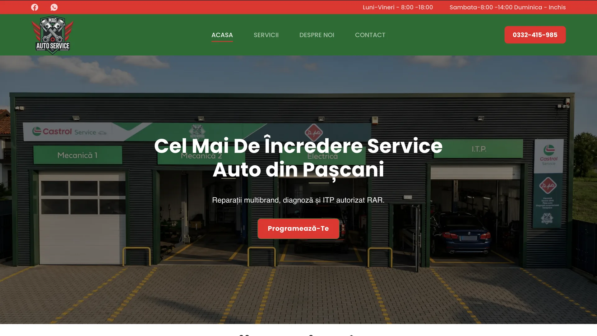 MAG Auto Service website on desktop