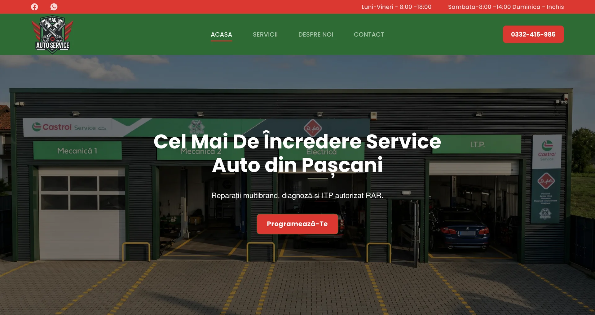 MAG Auto Service website on desktop